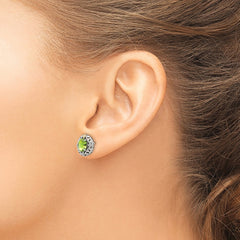 QTC1652 Shey Couture Sterling Silver with 14K Accent Antiqued Oval Peridot Post Earrings