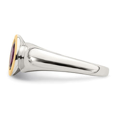 Shey Couture Sterling Silver Rhodium-plated with 14K Accent Oval Bezel Rhodolite Garnet Oval Ring