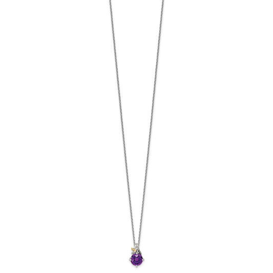 Shey Couture Sterling Silver with 14K Accent 18 Inch Round Amethyst Necklace with 2 Inch Extender QTC1747