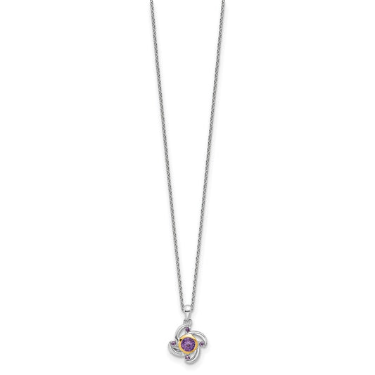 Shey Couture Sterling Silver Rhodium-plated with 14K Accent .55Amethyst and .06Pink Quartz 18 inch Necklace QTC1784