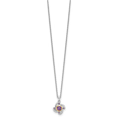 Shey Couture Sterling Silver Rhodium-plated with 14K Accent .55Amethyst and .06Pink Quartz 18 inch Necklace QTC1784