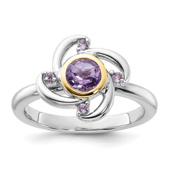 Shey Couture Sterling Silver Rhodium-plated with 14k Accent Amethyst and Pink Quartz Ring