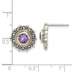 QTC1786 Shey Couture Sterling Silver with 14k Accent Antiqued Amethyst Post Earrings