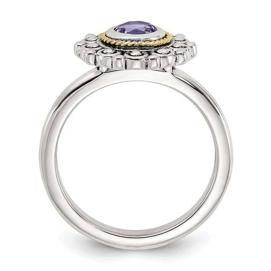Shey Couture Sterling Silver with 14k Accent Antiqued Amethyst Ring