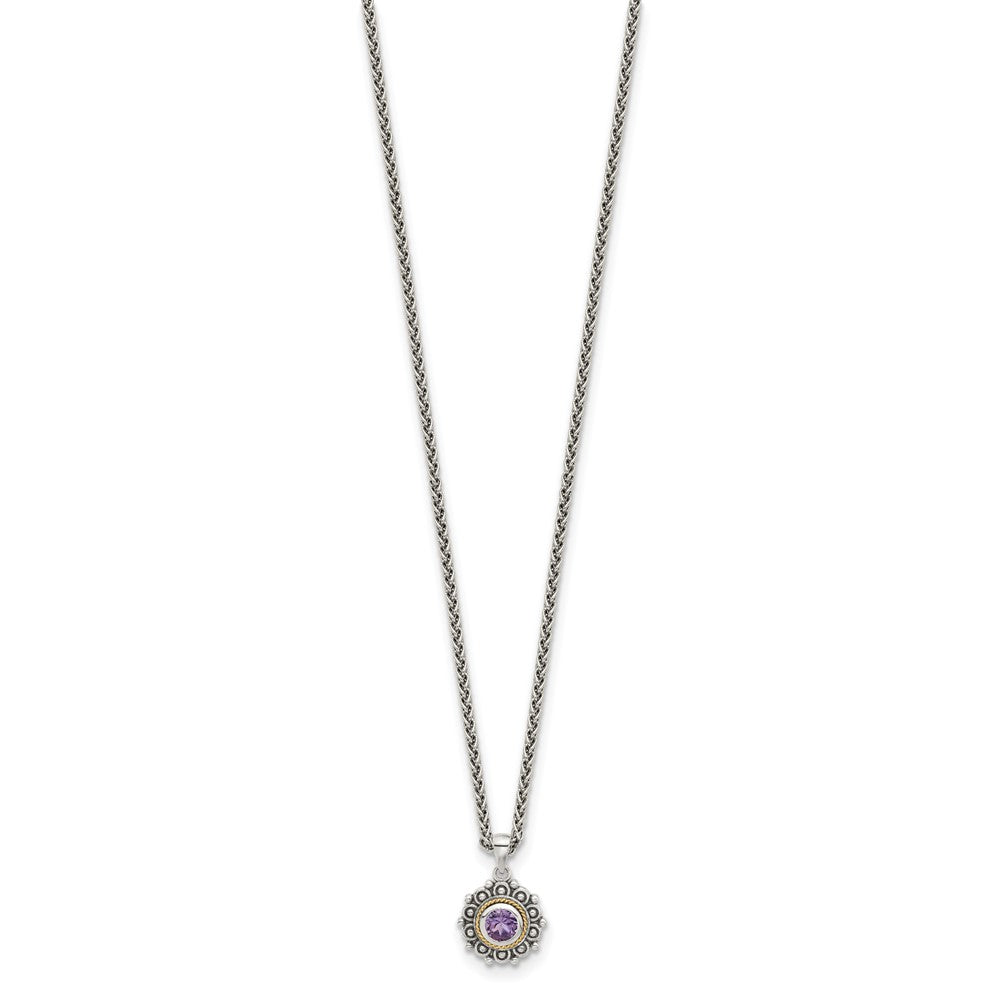 Shey Couture Sterling Silver with 14k Accent Antiqued Amethyst 18 inch Necklace QTC1788