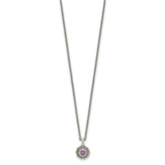 Shey Couture Sterling Silver with 14k Accent Antiqued Amethyst 18 inch Necklace QTC1788