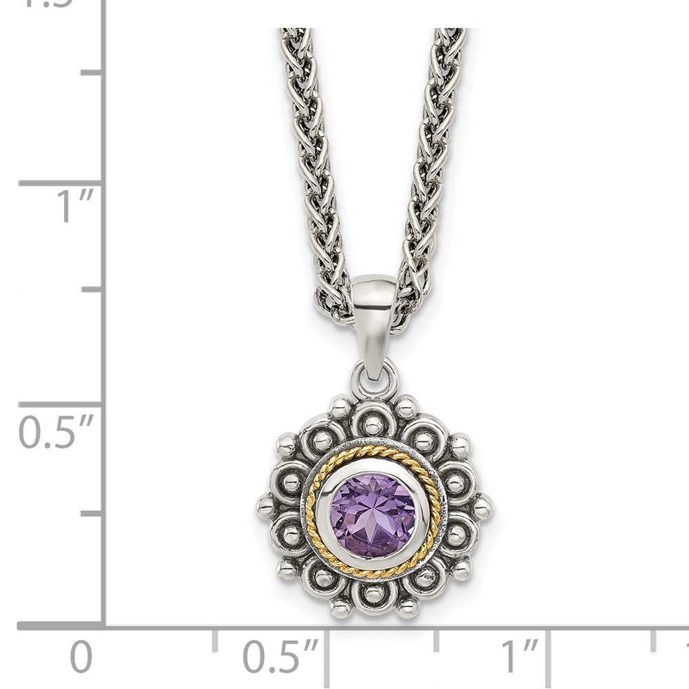 Shey Couture Sterling Silver with 14k Accent Antiqued Amethyst 18 inch Necklace QTC1788