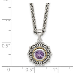 Shey Couture Sterling Silver with 14k Accent Antiqued Amethyst 18 inch Necklace QTC1788
