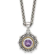 Shey Couture Sterling Silver with 14k Accent Antiqued Amethyst 18 inch Necklace QTC1788
