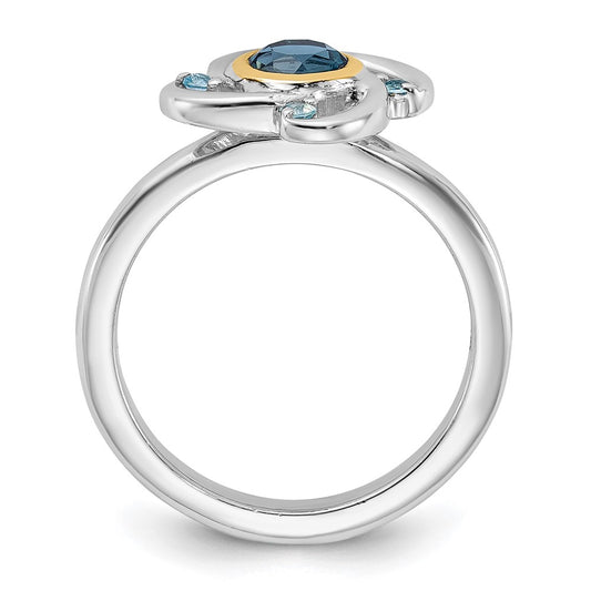 Shey Couture Sterling Silver Rhodium-plated with 14k Accent .69 London Blue Topaz / .08 Swiss Blue Topaz Ring