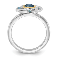Shey Couture Sterling Silver Rhodium-plated with 14k Accent .69 London Blue Topaz / .08 Swiss Blue Topaz Ring