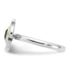 Shey Couture Sterling Silver Rhodium-plated with 14k Accent .69 London Blue Topaz / .08 Swiss Blue Topaz Ring