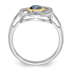 Shey Couture Sterling Silver Rhodium-plated with 14k Accent London Blue Topaz Ring