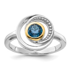 Shey Couture Sterling Silver Rhodium-plated with 14k Accent London Blue Topaz Ring