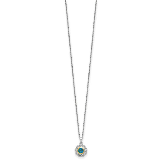 Shey Couture Sterling Silver Rhodium-plated with 14k Accent London Blue Topaz 18 inch Necklace QTC1810