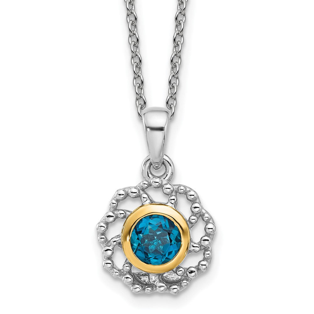 Shey Couture Sterling Silver Rhodium-plated with 14k Accent London Blue Topaz 18 inch Necklace QTC1810