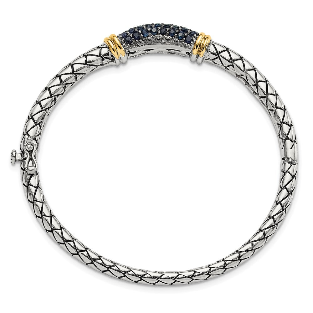 Shey Couture Sterling Silver Rhodium-plated with 14k Accent Sapphire Bangle Bracelet QTC1813