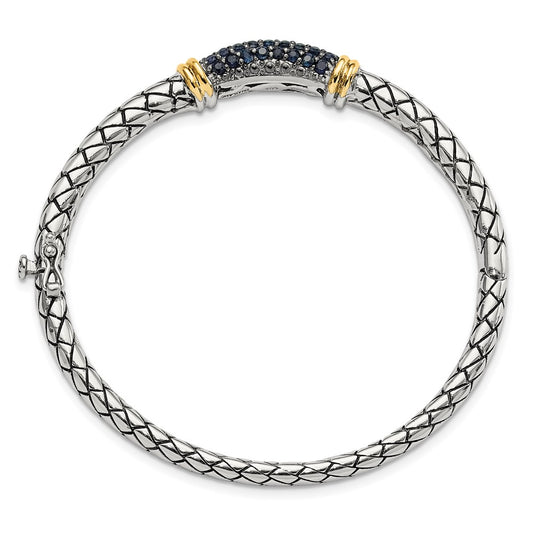 Shey Couture Sterling Silver Rhodium-plated with 14k Accent Sapphire Bangle Bracelet QTC1813