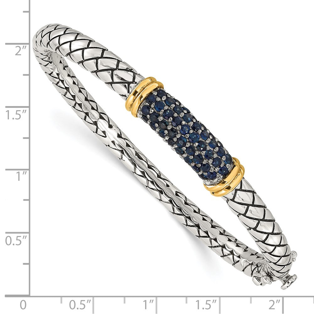 Shey Couture Sterling Silver Rhodium-plated with 14k Accent Sapphire Bangle Bracelet QTC1813