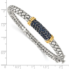 Shey Couture Sterling Silver Rhodium-plated with 14k Accent Sapphire Bangle Bracelet QTC1813