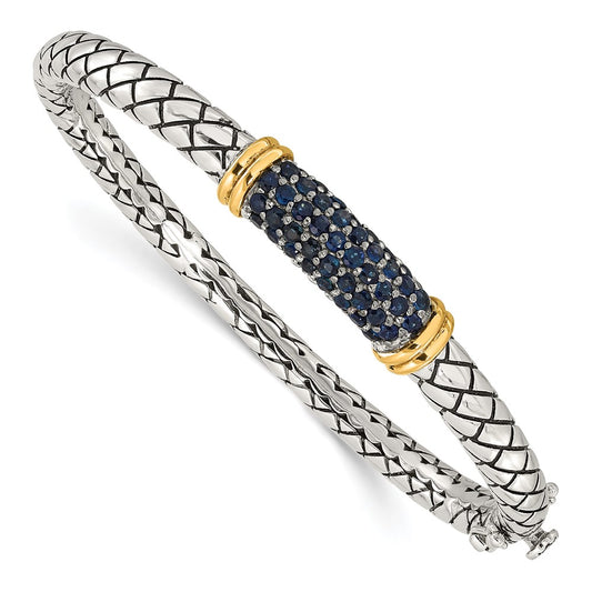 Shey Couture Sterling Silver Rhodium-plated with 14k Accent Sapphire Bangle Bracelet QTC1813