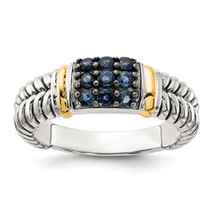 Shey Couture Sterling Silver with 14k Accent Black Rhodium Antiqued Sapphire Ring