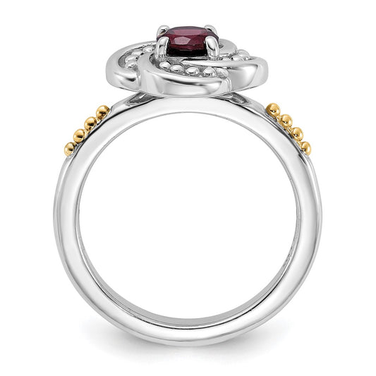 Shey Couture Sterling Silver Rhodium-plated with 14k Accent Garnet Ring