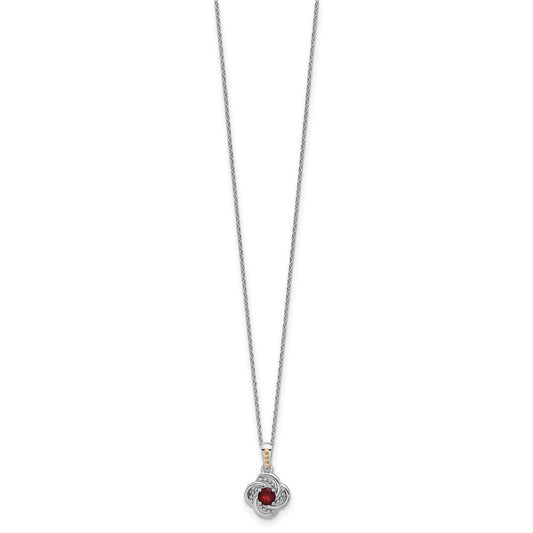 Shey Couture Sterling Silver Rhodium-plated with 14k Accent Garnet 18 inch Necklace QTC1821