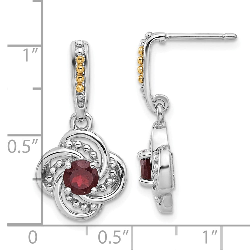 QTC1822 Shey Couture Sterling Silver Rhodium-plated with 14k Accent Garnet Dangle Post Earrings