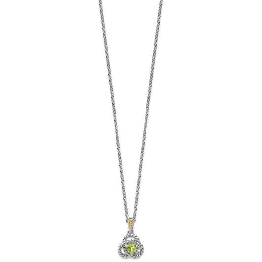 Shey Couture Sterling Silver Rhodium-plated with 14k Accent Peridot 18 inch Necklace QTC1824