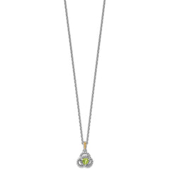 Shey Couture Sterling Silver Rhodium-plated with 14k Accent Peridot 18 inch Necklace QTC1824