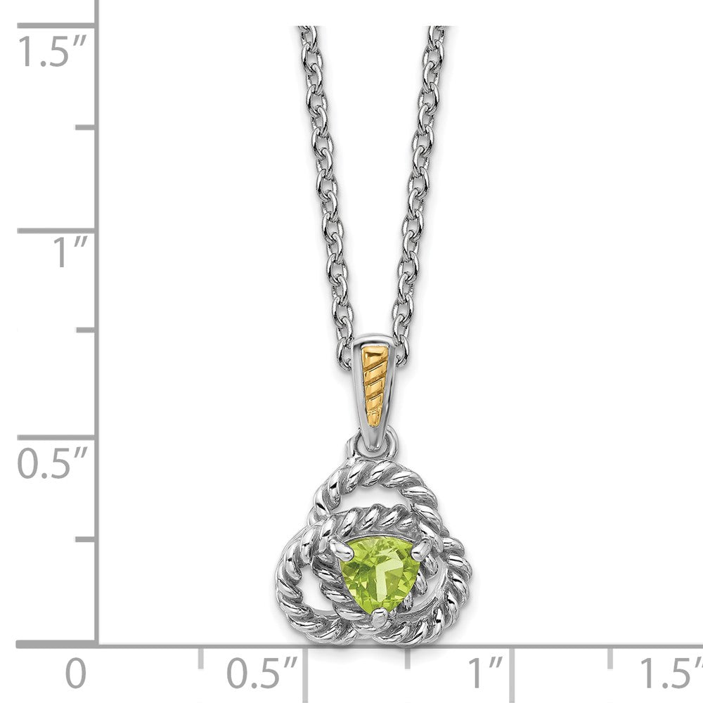 Shey Couture Sterling Silver Rhodium-plated with 14k Accent Peridot 18 inch Necklace QTC1824