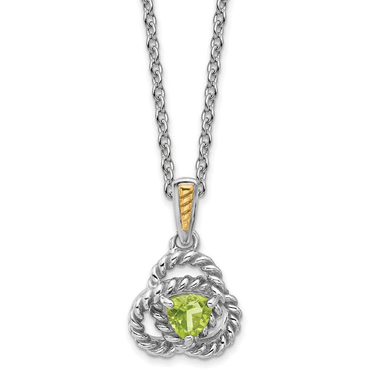 Shey Couture Sterling Silver Rhodium-plated with 14k Accent Peridot 18 inch Necklace QTC1824