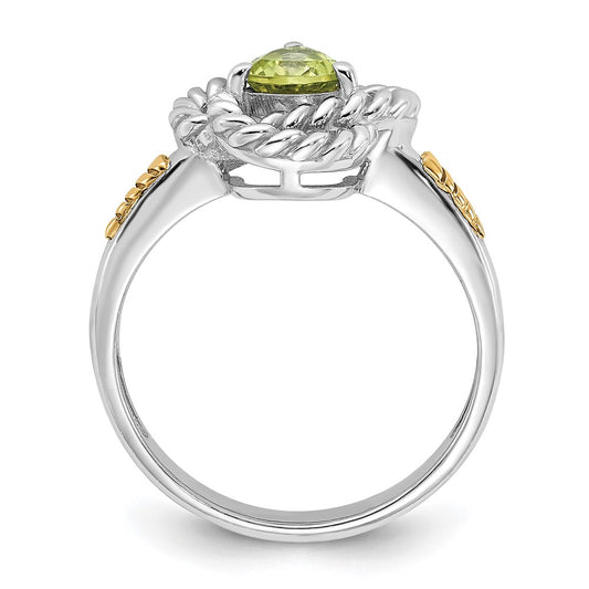 Shey Couture Sterling Silver Rhodium-plated with 14k Accent Peridot Ring
