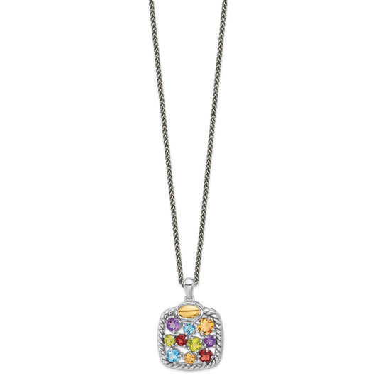 Shey Couture Sterling Silver Rhodium-plated with 14k Accent  .9 Citrine/.77 Amethyst/.84 Swiss Blue Topaz/.83 Peridot 18 inch Necklace QTC1831