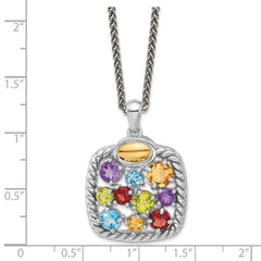 Shey Couture Sterling Silver Rhodium-plated with 14k Accent  .9 Citrine/.77 Amethyst/.84 Swiss Blue Topaz/.83 Peridot 18 inch Necklace QTC1831