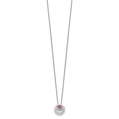 Shey Couture Sterling Silver Rhodium-plated with 14k Accent Round Amethyst Swirl Circle 18 inch with 2 inch Extension Necklace QTC1840