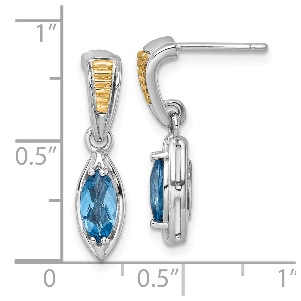 QTC1847 Shey Couture Sterling Silver Rhodium-plated with 14k Accent Marquise London Blue Topaz Post Dangle Earrings