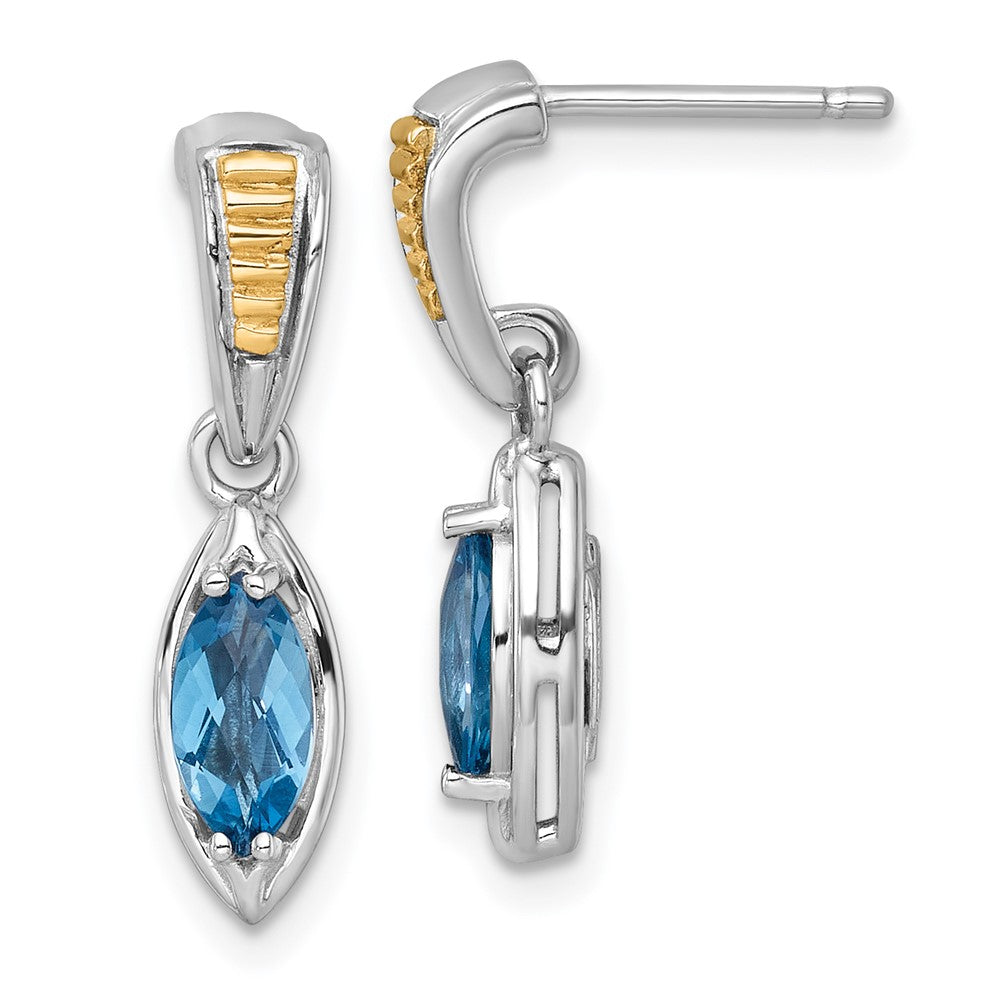 QTC1847 Shey Couture Sterling Silver Rhodium-plated with 14k Accent Marquise London Blue Topaz Post Dangle Earrings