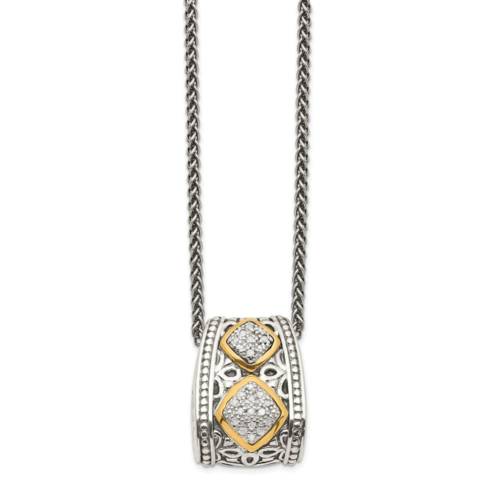 Shey Couture Sterling Silver Antiqued with 14K Accent Diamond 18 Inch Necklace QTC185