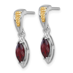 QTC1856 Shey Couture Sterling Silver Rhodium-plated with 14k Accent Marquise Garnet Post Dangle Earrings