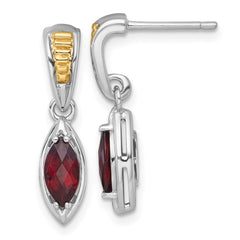 QTC1856 Shey Couture Sterling Silver Rhodium-plated with 14k Accent Marquise Garnet Post Dangle Earrings