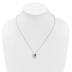 Shey Couture Sterling Silver Rhodium-plated with 14K Accent Round Garnet Swirl Circle 18 inch with 2 inch Extension Necklace QTC1859