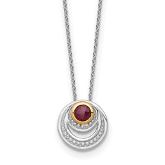 Shey Couture Sterling Silver Rhodium-plated with 14K Accent Round Garnet Swirl Circle 18 inch with 2 inch Extension Necklace QTC1859