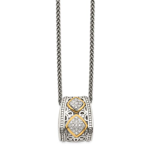 Shey Couture Sterling Silver Antiqued with 14K Accent Diamond 18 Inch Necklace QTC185