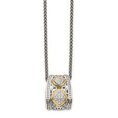 Shey Couture Sterling Silver Antiqued with 14K Accent Diamond 18 Inch Necklace QTC185