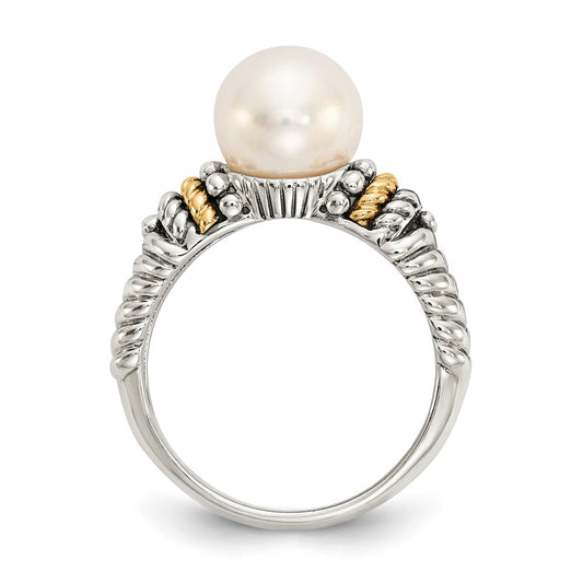 Shey Couture Sterling Silver with 14K Accent Antiqued 8mm Freshwater Cultured Pearl Ring