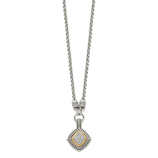 Shey Couture Sterling Silver with 14K Accent 17 Inch Antiqued Diamond Necklace QTC3