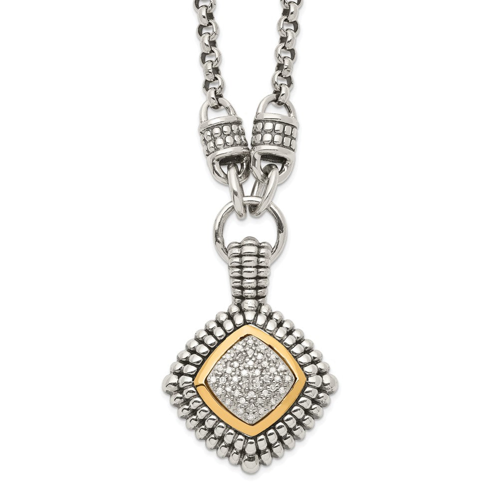 Shey Couture Sterling Silver with 14K Accent 17 Inch Antiqued Diamond Necklace QTC3