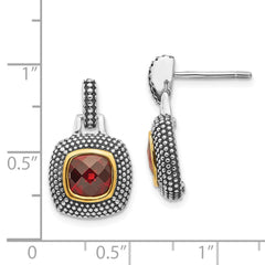 QTC32 Shey Couture Sterling Silver Flash Gold-plated Antiqued Garnet Earrings